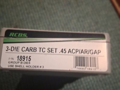 RCBS 3-Die Carbide Taper Crimp Set (.45 ACP, P/N 18915