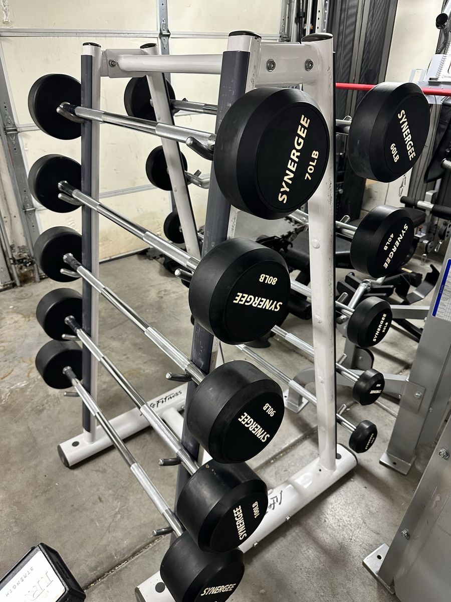 Synergee Fixed Barbell Set with Commercial Rack