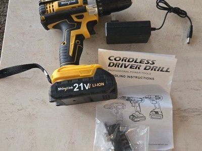 ShinyLink Cordless Screwdriver Drill Set with Charger & Bits - Yellow/Black (New)