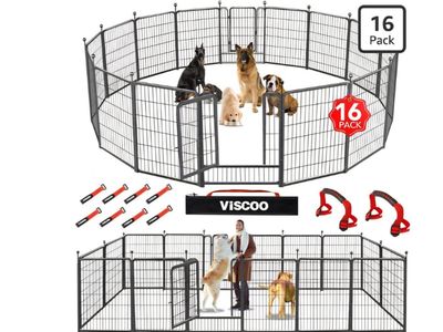 VISCOO Dog Playpen Outdoor, 16 Panels 40" High Metal Dog Fence with Gate Pet Fence for Large/Medium/Small Dogs, Portable Dog Fen
