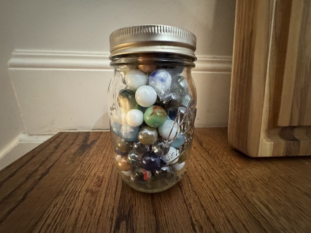 Vintage Marbles In A Mason Jar