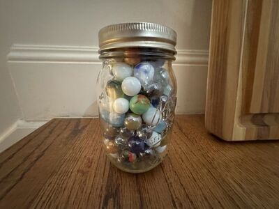 Vintage Marbles In A Mason Jar
