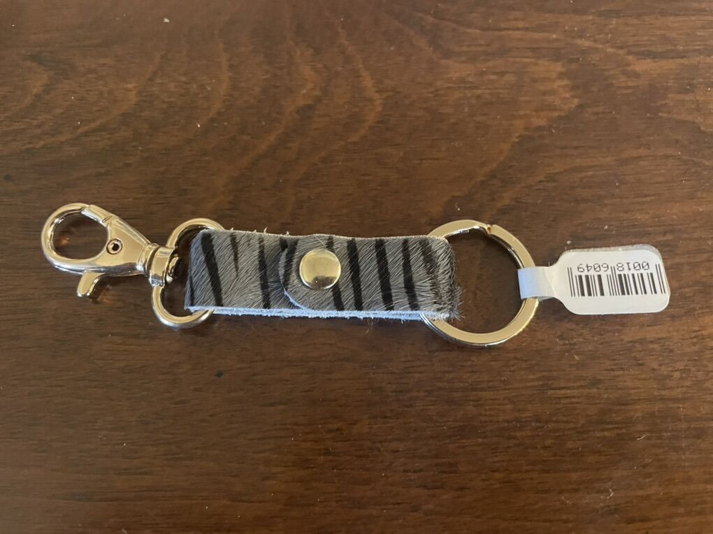 New Gray Animal Print Leather Key Chain