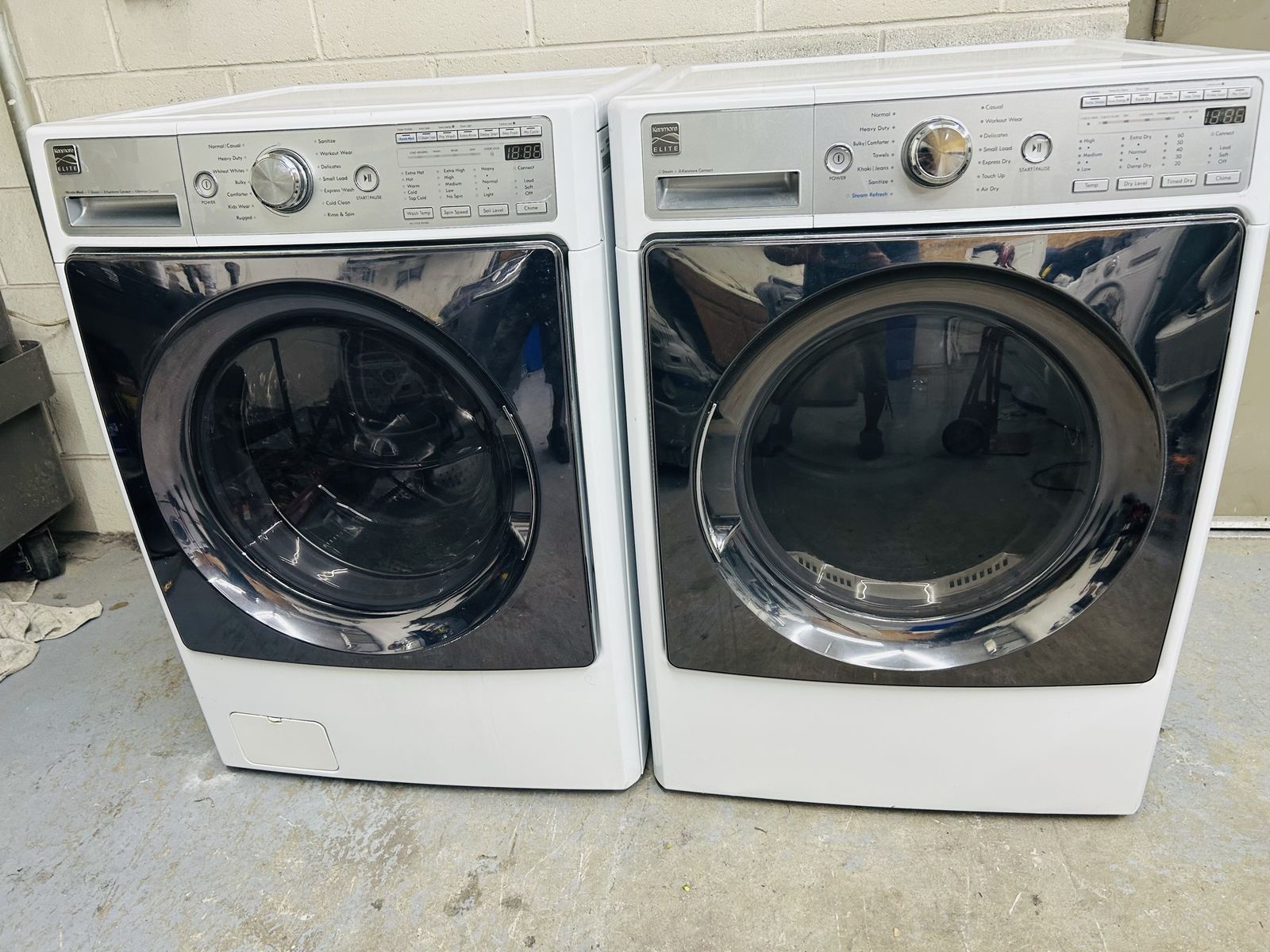 Kenmore Elite washer and dryer set with steam option 