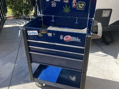 Heavy Duty Blue Tool Chest Cabinet with Wheels - 4 Drawer Storage Cart