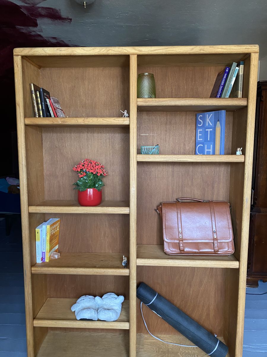 Large Oak-Finish Bookcase | 6x4 ft