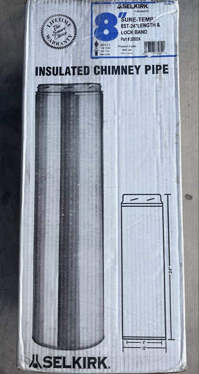 Selkirk Sure-Temp 8 in. D x 24 in. L Stainless Steel Chimney Pipe