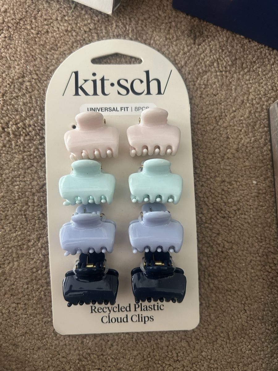 Kitsch 8-Piece Recycled Plastic Cloud Mini Claw Clips - Pastel Hair Accessories Universal Fit