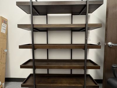 Modern Industrial 5-Tier Bookshelf – Wood & Metal (6’5” Tall)
