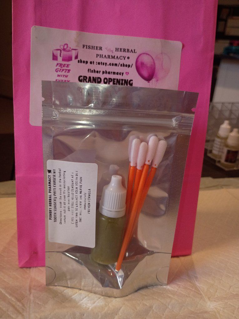 Fisher Herbal Pharmacy Tooth Surgery Pain First Aid Kit - Herbal Swabs for Nerve Pain Relief
