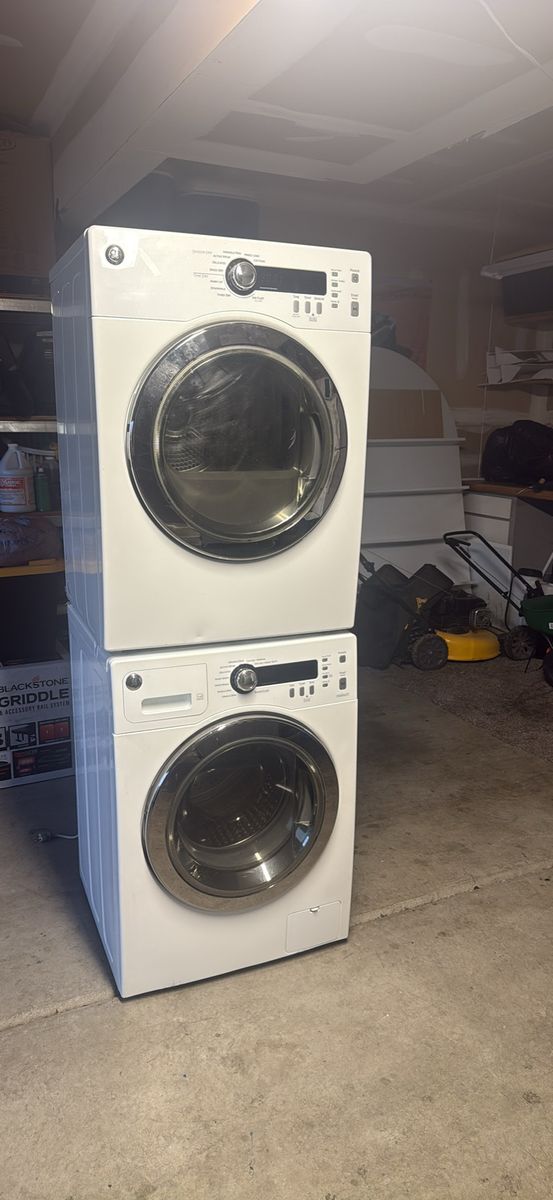GE Front Load Washer & Dryer Stackable Set - White, Electric