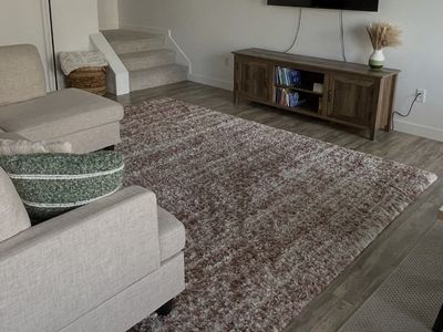Dusty Pink & Cream Shag Area Rug - Cozy & Soft Texture (8x10ft)