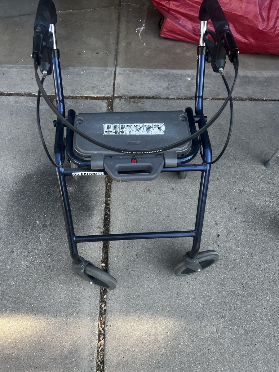 Dolomite Rollator Walker - Blue Folding Mobility Aid with Seat and Brakes