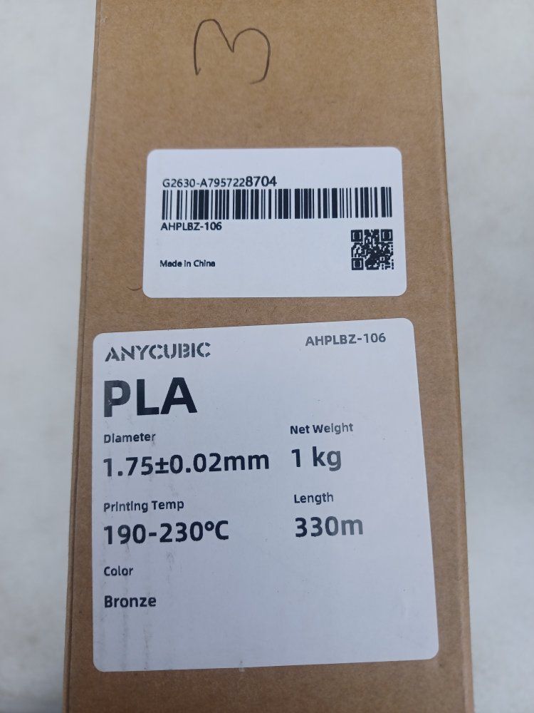 ANYCUBIC PLA 3D Printer Filament - 1.75mm Bronze 1kg (330m) for 190-230°C Printing