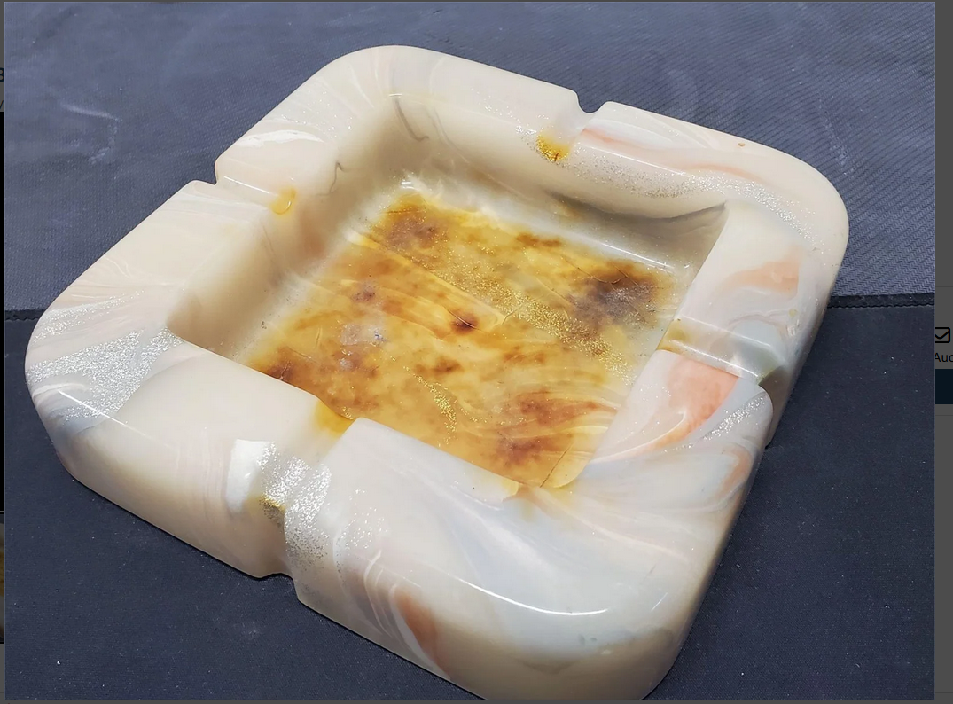 Vintage 70s Beautiful Marble Ashtray Ash Tray 6.5x6.5x1.5