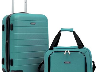 Wrangler Smart Spinner Carry-on Luggage Set with Cup Holder and USB Port - Teal