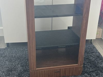 Vintage Technics AV Cabinet Media Stand w/ Glass Door Wood Finish