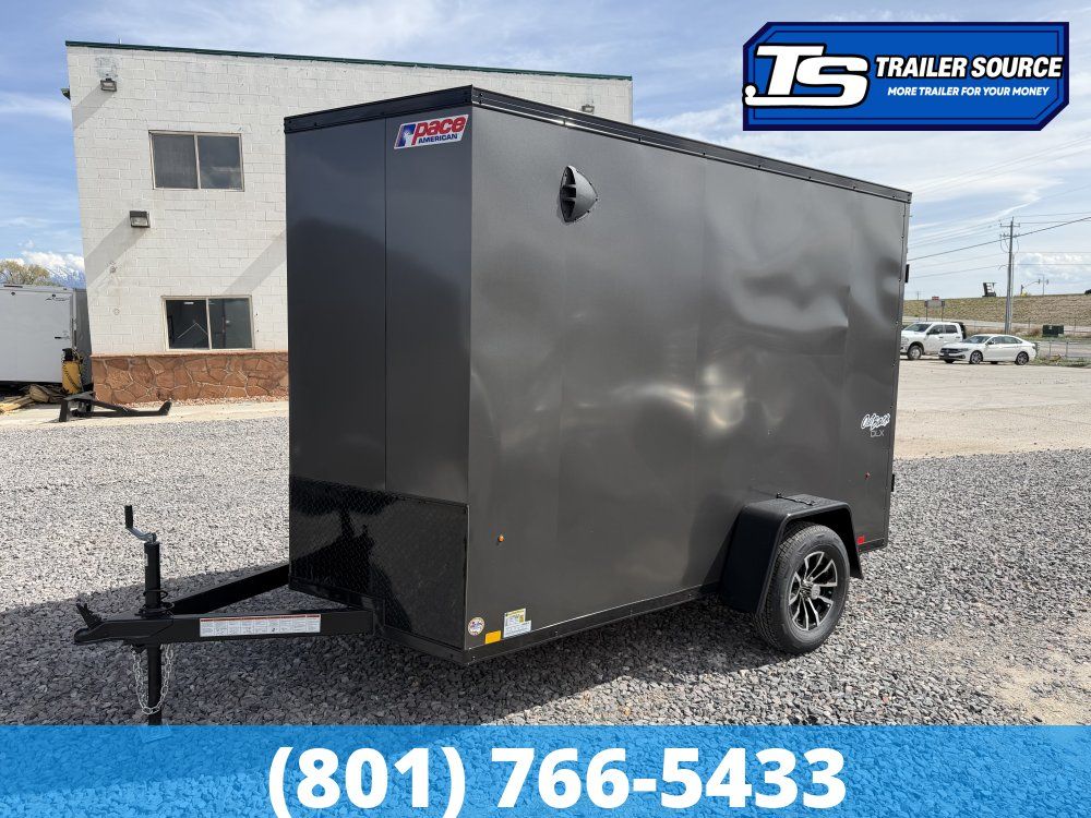 6x10 Pace American Outback DLX Enclosed Cargo Trailer - 6'6" Interior - 3.5K GVWR - Alloy Wheels, Black Out Package, Ramp Door