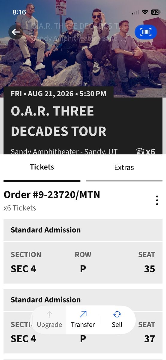 O.A.R. Tickets- good seats!