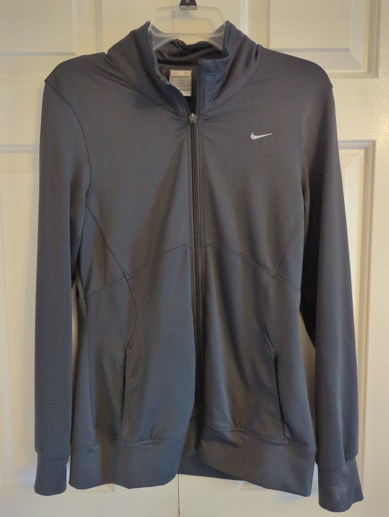 Women's medium Nike fit dry zip up grey jacket