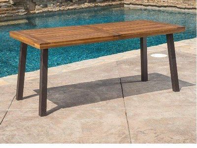 Brand New in Box Patio / Dining Table – Teak Finish & Rustic Metal