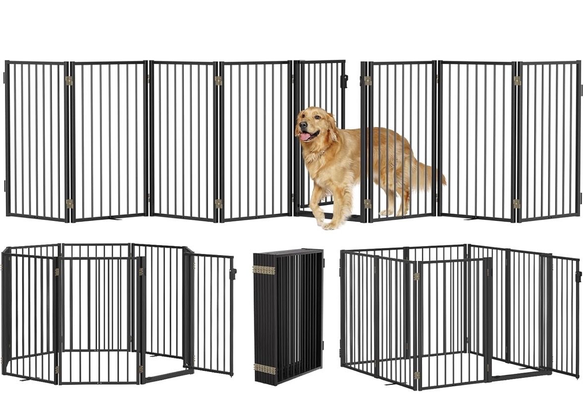Black 8 panel Metal Foldable Pet Fence