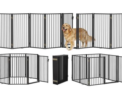 Black 8 panel Metal Foldable Pet Fence