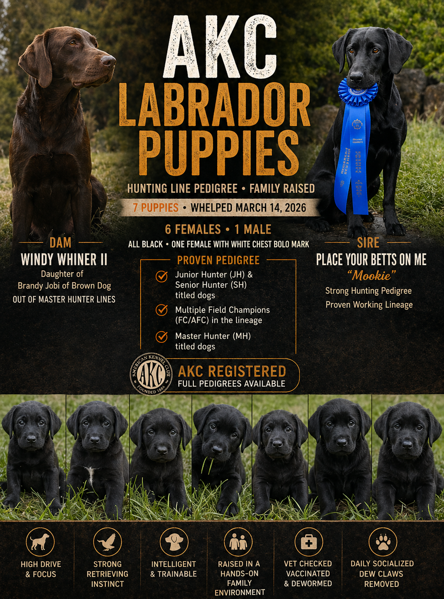 AKC Labrador Puppies – Proven Hunting Lines, Family-Raised
