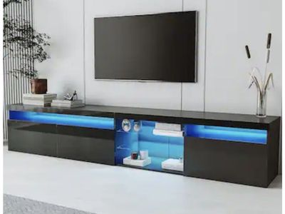NEW Bestier - Modern TV Stand for TVs Up to 105" with 2 Glass Shelves, LED Lights