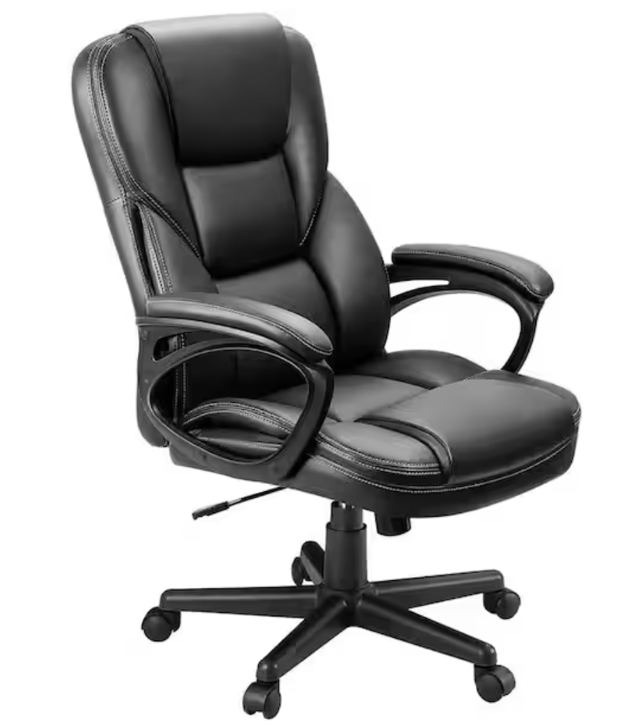NEW Big and Tall Black Leather High Back Executive Chair with Swivel Seat