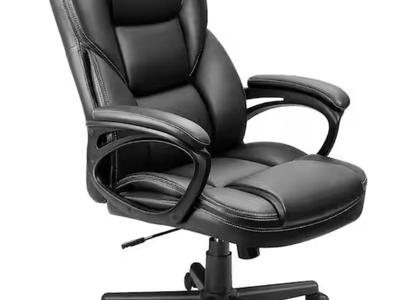 NEW Big and Tall Black Leather High Back Executive Chair with Swivel Seat
