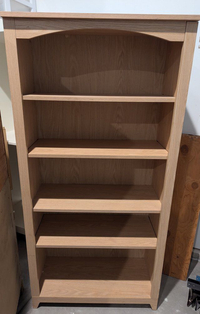 Tall Natural Oak Wood 5-Shelf Bookcase