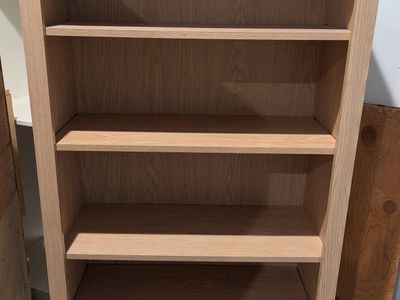 Tall Natural Oak Wood 5-Shelf Bookcase