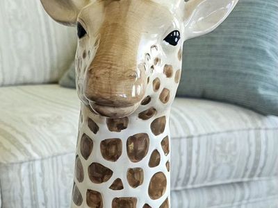 Ceramic Giraffe Head Vase - Unique Safari Animal Decor 13"Tall