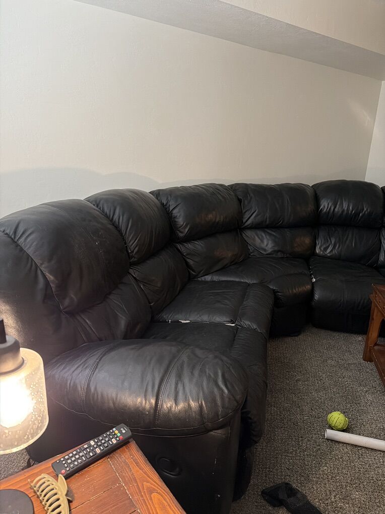 Large Black Leather Couch