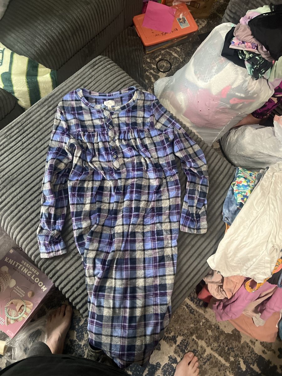 Aria Collection Women's Plaid Flannel Nightgown Size S Purple