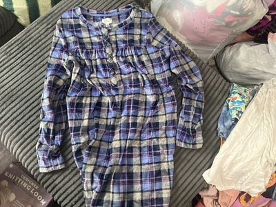 Aria Collection Women's Plaid Flannel Nightgown Size S Purple