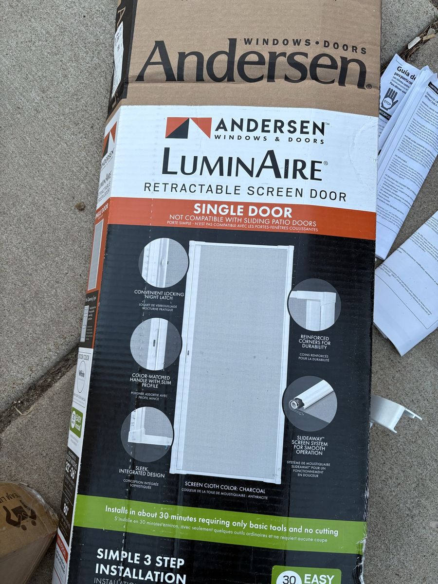 Andersen LuminAire White Retractable Screen Door