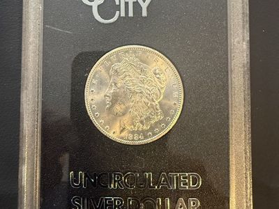 1884 Carson City Uncirculated Morgan Silver Dollar Coin in CC Holder - Investment Grade