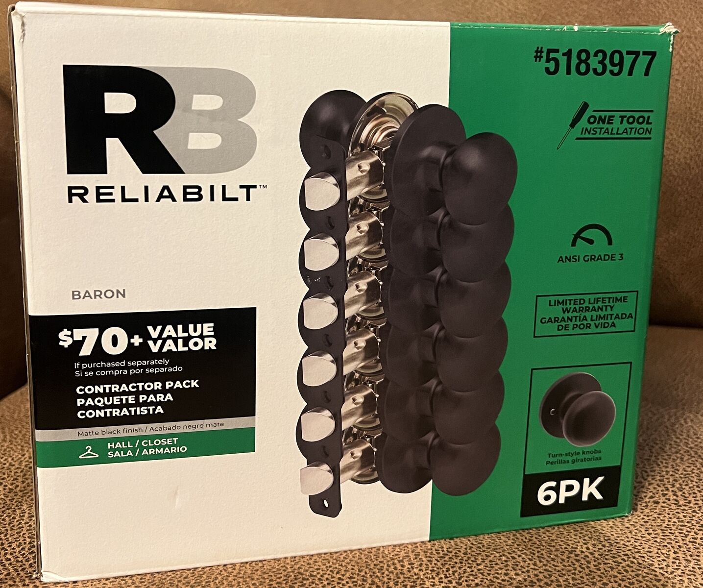 Reliabilt Hall/Closet Door Handle 6pk