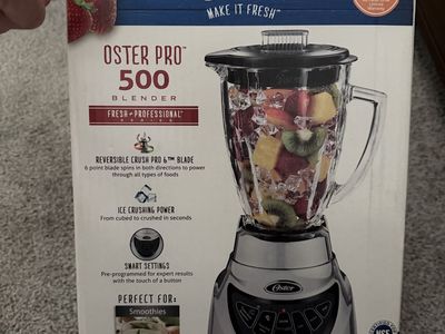 Oster Pro 500 Blender - 6-Cup Glass Jar, 500 Blending Watts, 7-Speed, Ice Crushing Power