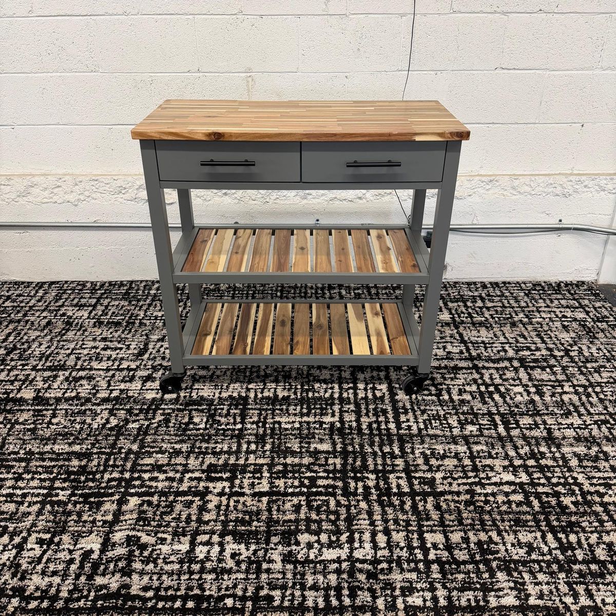 COSTCO SEVILLE ACACIA TOP KITCHEN CART W/ DRAWERS!!