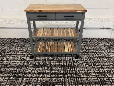 COSTCO SEVILLE ACACIA TOP KITCHEN CART W/ DRAWERS!!