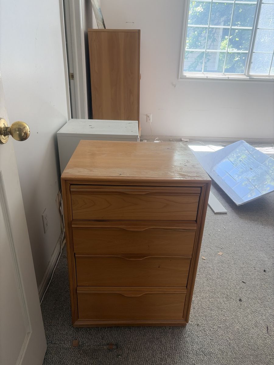 Wooden 4-Drawer Dresser - Light Wood Finish, Good Condition