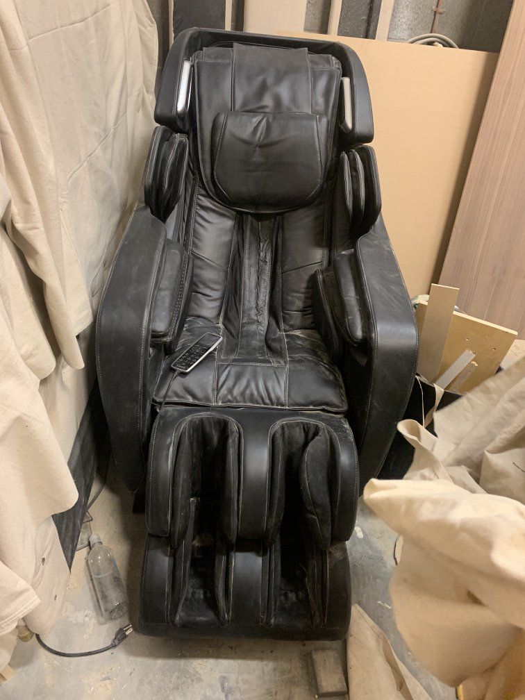 Infinity Full Body Massage Chair - Black Leather, Reclining with Remote Control
