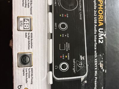Behringer U-PHORIA UM2 USB Audio Interface with XENYX Mic Preamp - 48 KHz 2x2 Audio Recording
