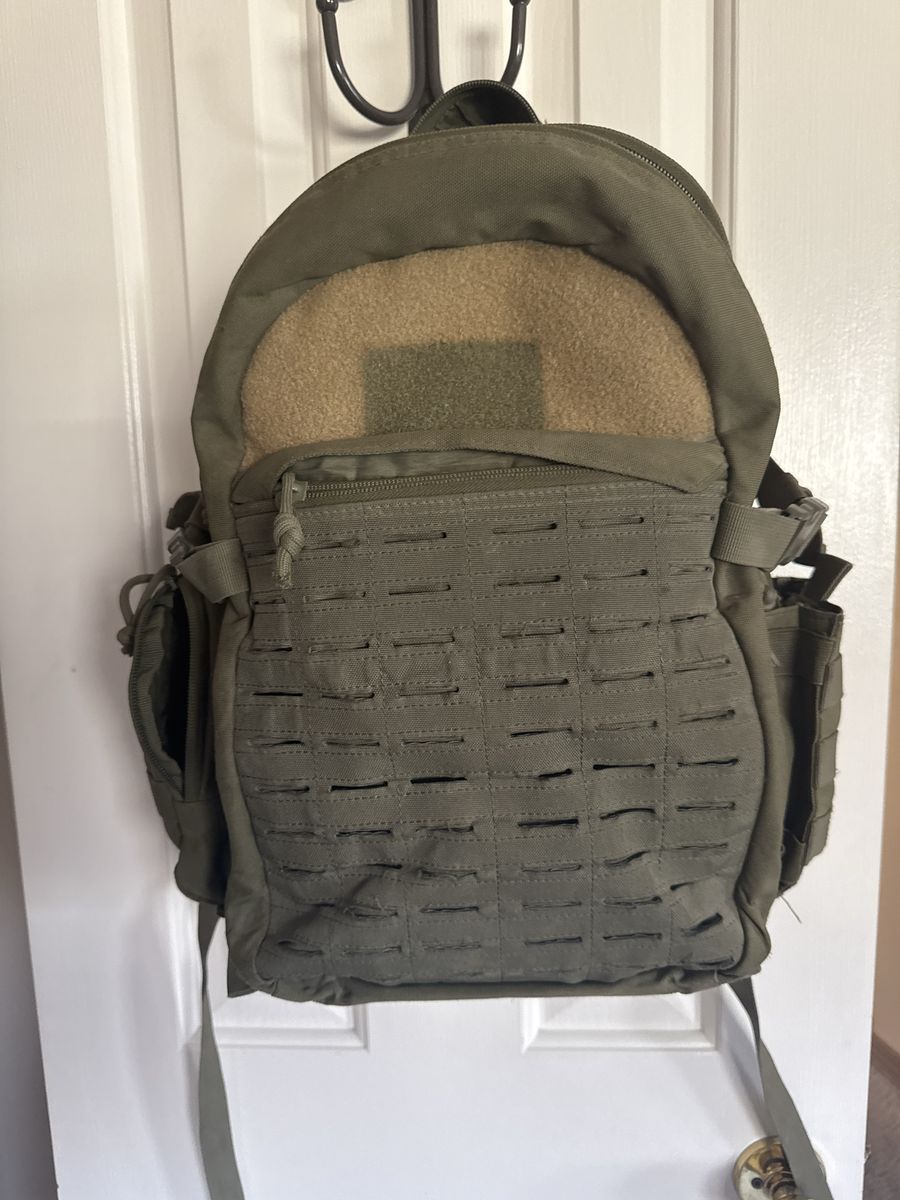 Tactical Olive Drab Green Backpack with Laser-Cut MOLLE Webbing