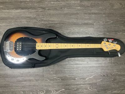 STERLING STING RAY BASS GUITAR MISSING BACK PLATE FOR BATTERY W/CASE