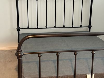 Metal Bed Frame - Black, Queen Size, Vintage Style, Headboard and Footboard Included