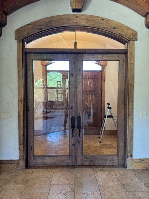 Solid Oak Doors with Beveled Glass Insets